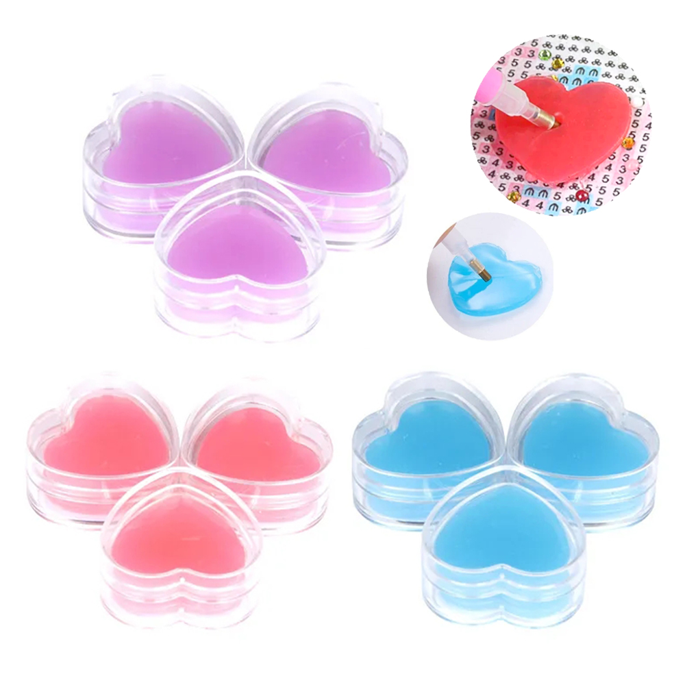 Nail Art Painting - 3/6pcs 하트 모양 다이아몬드 페인팅 접착제