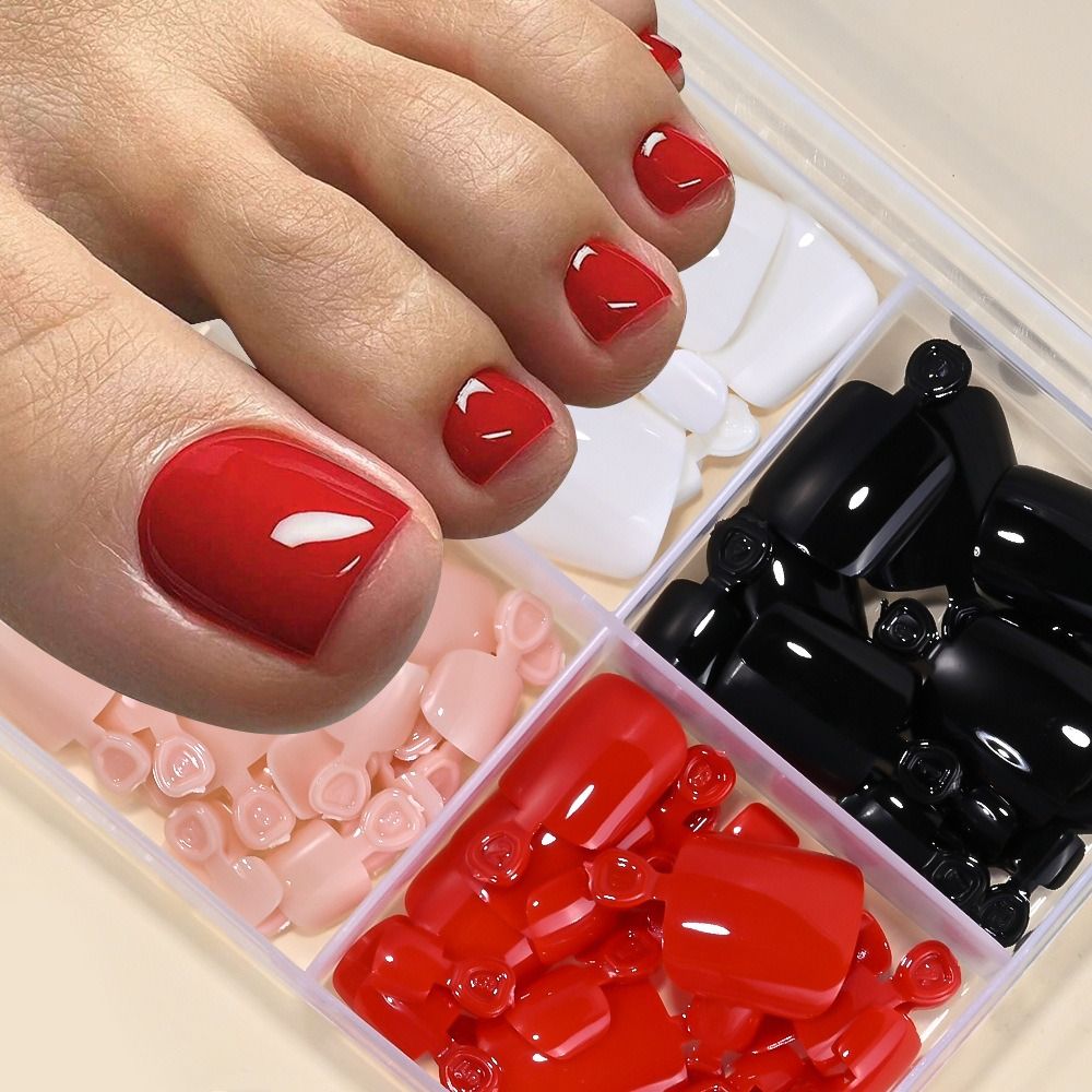 Nail Art Y2K - 96/144/288개 짧은 사각형 인조 발톱 팁