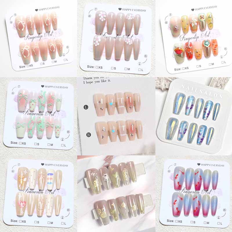 Nail Art Y2K - 10개 여성용 프랑스 스타일 고급 3D