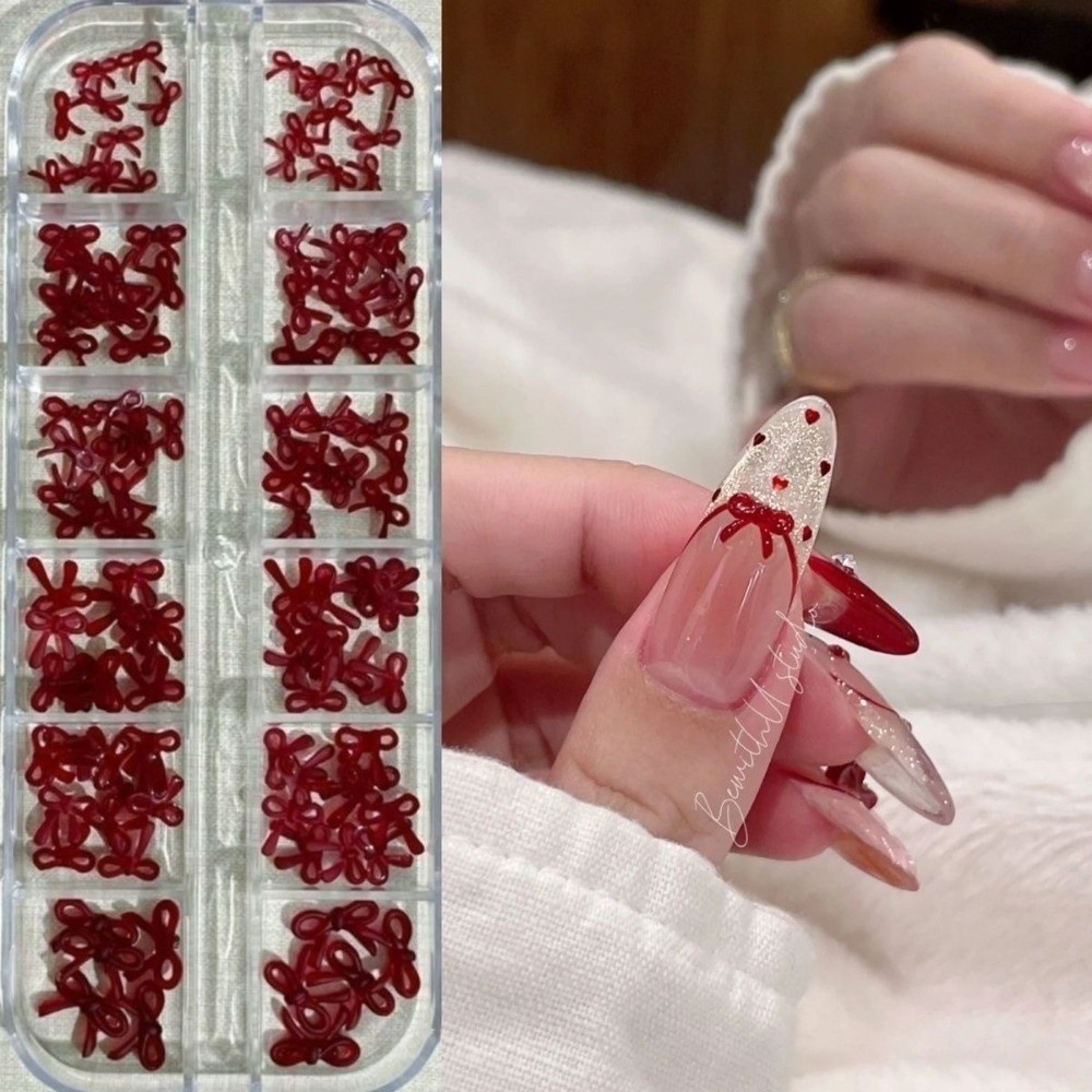 Nail Art Burgundy - 와인 레드 네일 아트 장식 3D