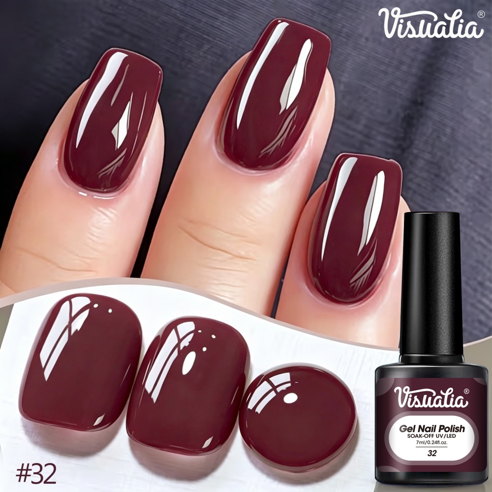 Nail Art Burgundy - 비주아티아 7ml 버건디 레드 네일 젤,