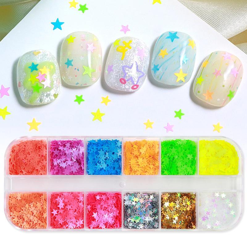 Nail Art Y2K - 12 그리드 Y2K 미니 레이저 스타
