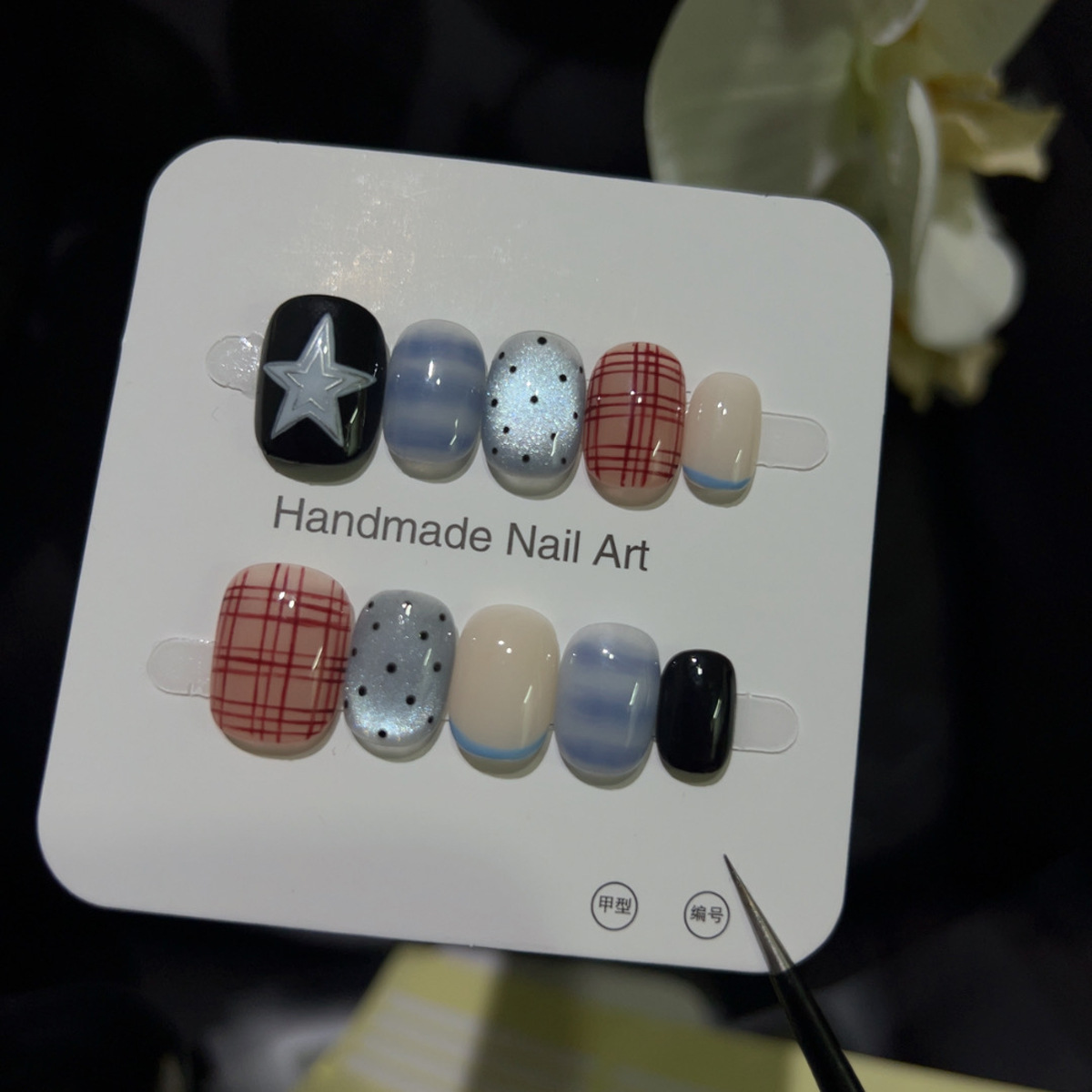 10개 반짝이 캣아이 숏 스퀘어 라운드 핸드메이드 귀여 - Nail Art Y2K 리뷰 및 가격
