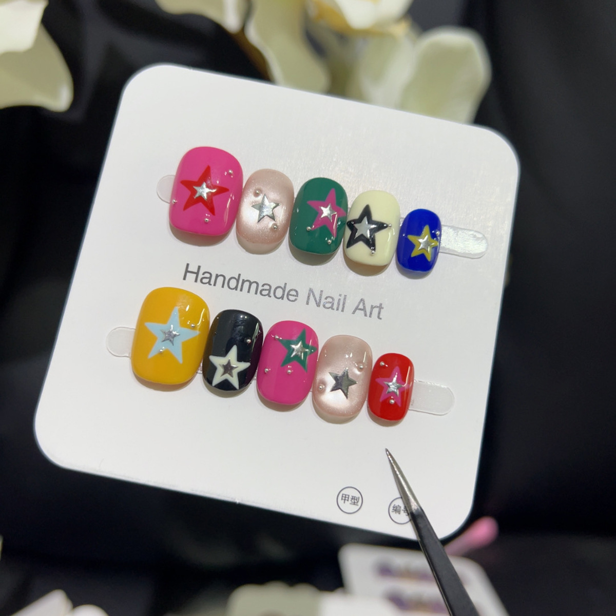 10개 반짝이 캣아이 숏 스퀘어 라운드 핸드메이드 귀여 - Nail Art Y2K 리뷰 및 가격
