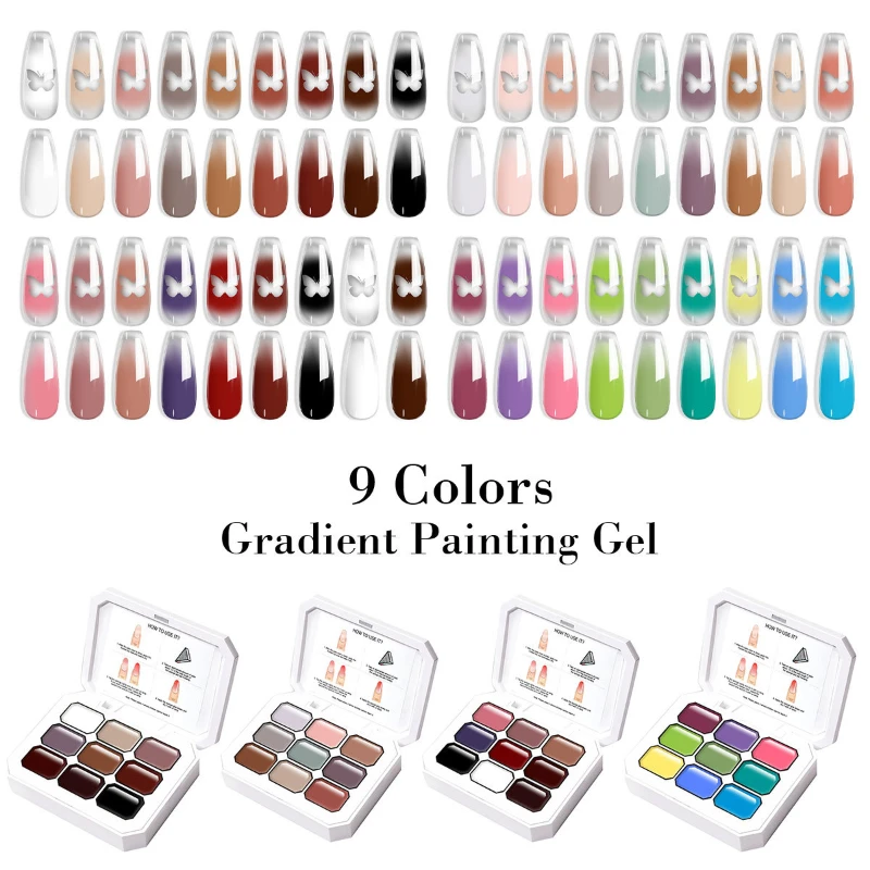 9색 그라데이션 페인팅 젤 네일 아트 그라데이션 컬러  - Nail Art Painting 리뷰 및 가격