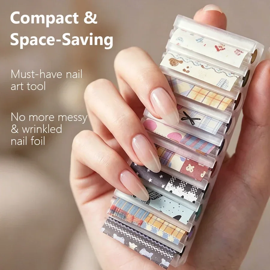 휴대용 10칸 네일 스타리 포일 보관함, 전사지 스티커 - Nail Foil Transfer 리뷰 및 가격