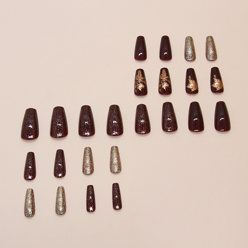 24개 우아한 버건디 글리터 골든 메이플 리프 네일 아 - Nail Art Burgundy 리뷰 및 가격