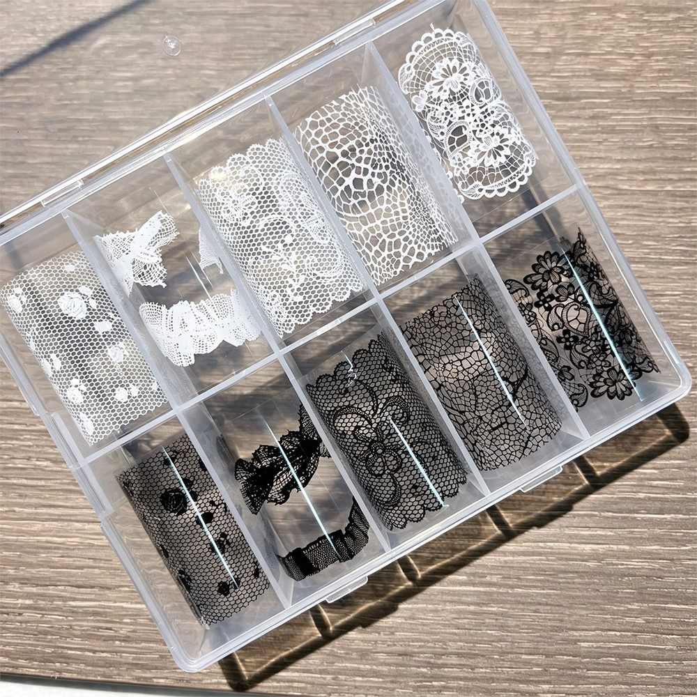 10롤 레트로 컬러풀 레이스 포일 트랜스퍼 네일 스티커 - Nail Foil Transfer 리뷰 및 가격