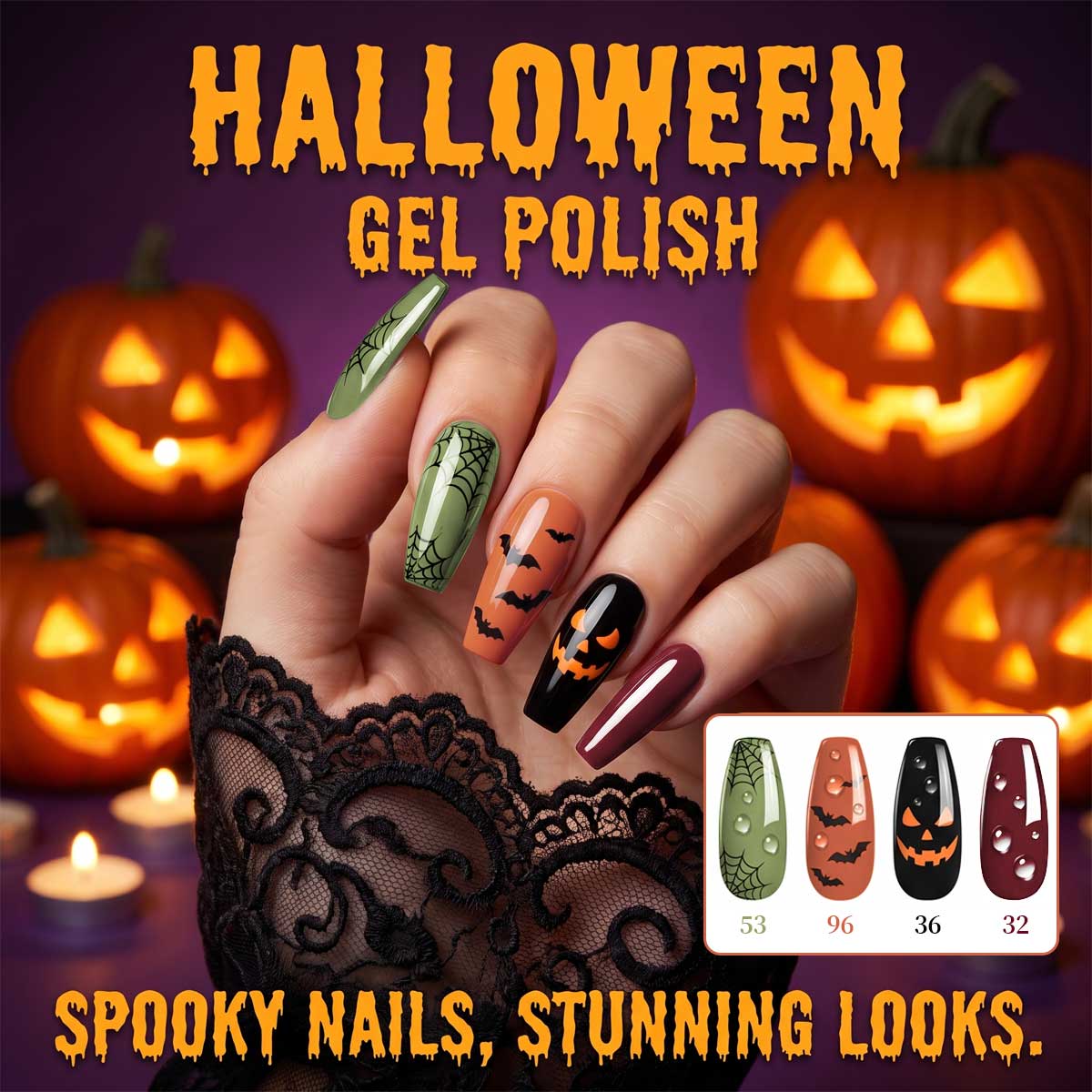올리브 그린, 오렌지, 버건디, 블랙 4종 세트 할로윈 - Nail Art Burgundy 리뷰 및 가격