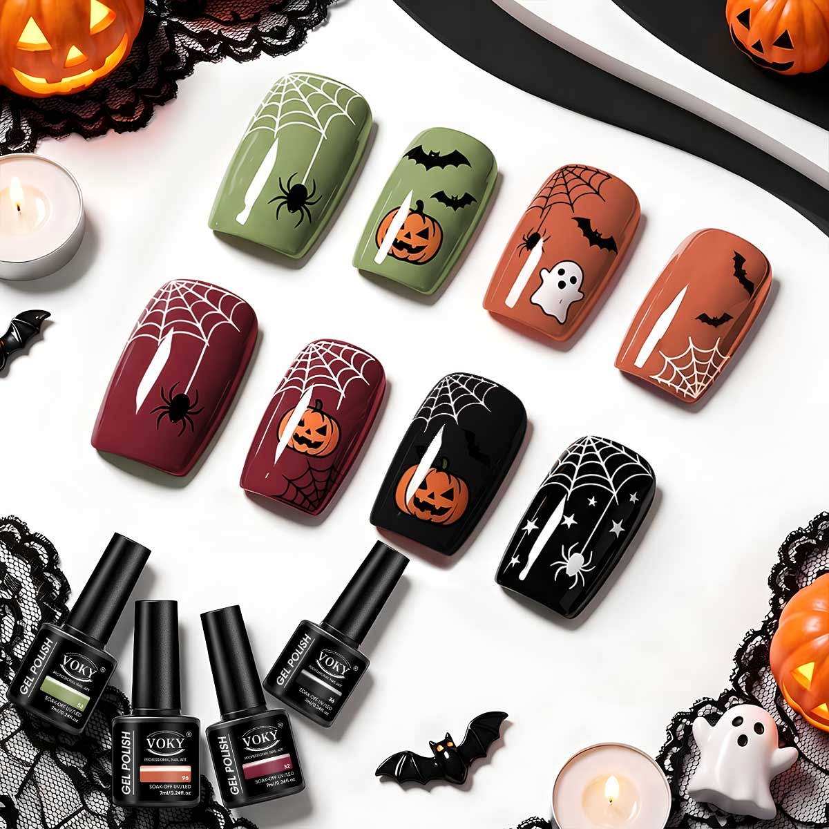 올리브 그린, 오렌지, 버건디, 블랙 4종 세트 할로윈 - Nail Art Burgundy 리뷰 및 가격