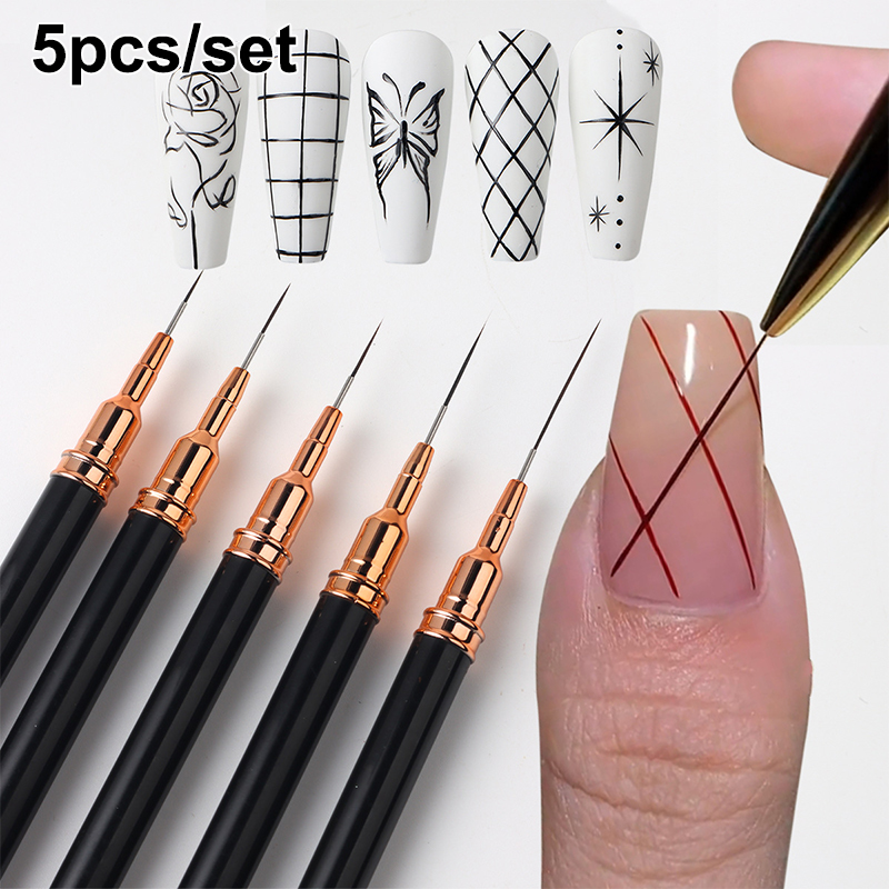 # 5개/세트 전문 네일 아트 라이너 브러쉬, 스트라이 - Nail Art Kaki 리뷰 및 가격