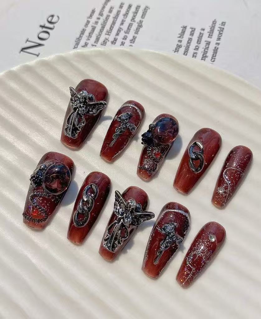 할로윈 10종 레트로 스파이시 걸 네일 아트 세트, 딥 - Nail Art Burgundy 리뷰 및 가격