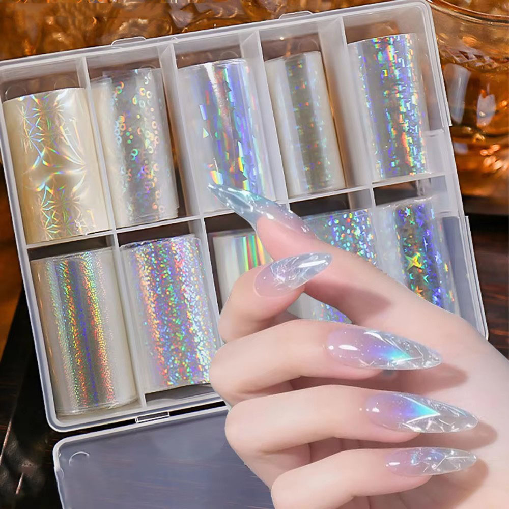 10 롤/박스 새로운 흑백 레이스 네일 전사 스티커 섹 - Nail Foil Transfer 리뷰 및 가격