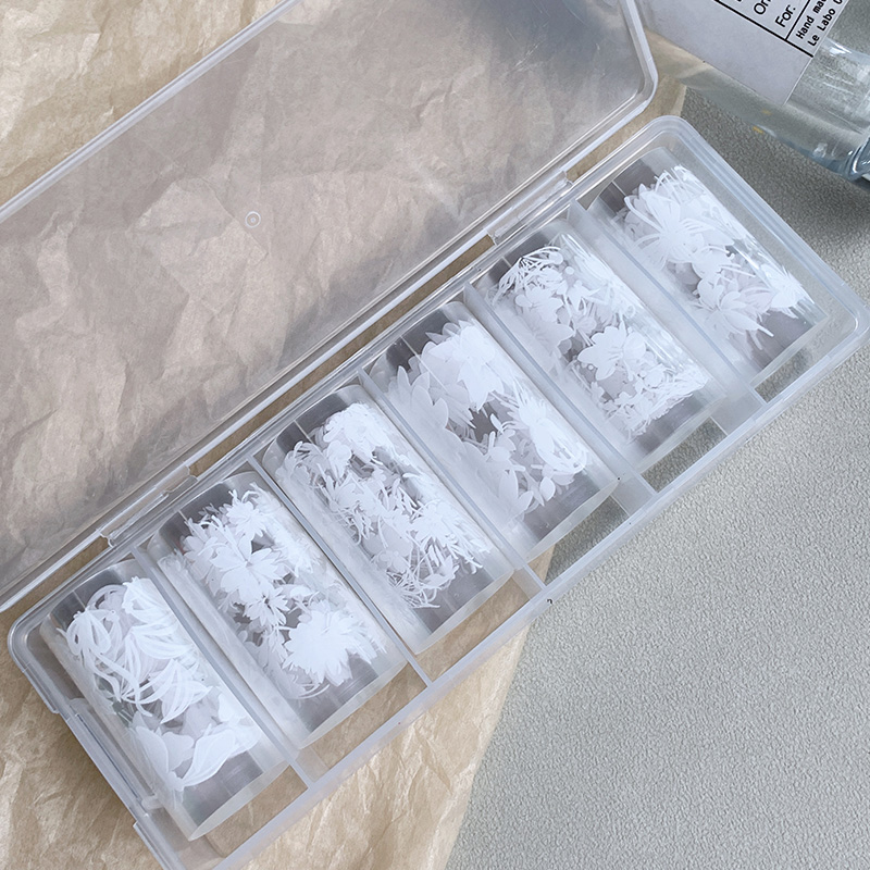 6롤/박스 화이트 플라워 네일 아트 트랜스퍼 포일 데칼 - Nail Foil Transfer 리뷰 및 가격