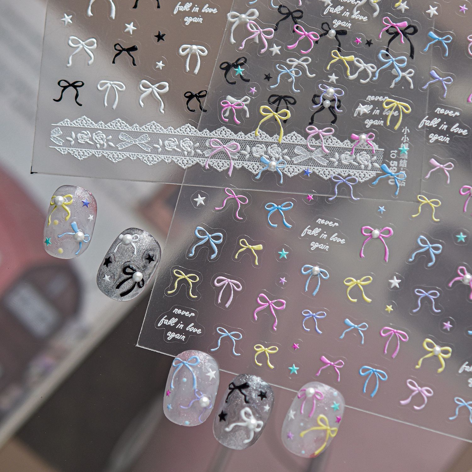 엠보싱 보우 5D 네일 아트 스티커 버건디 레트로 보우 - Nail Art Burgundy 리뷰 및 가격