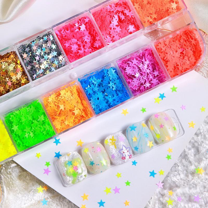 12 그리드 Y2K 미니 레이저 스타 네일 스팽글 글리 - Nail Art Y2K 리뷰 및 가격
